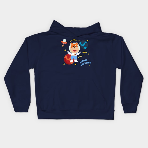 Space dog or astronaut in a space suit with cartoon style. Kids Hoodie by KIDS APPAREL